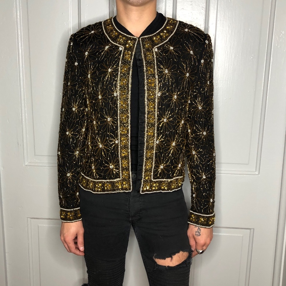 Vintage 80’s beaded pure silk jacket